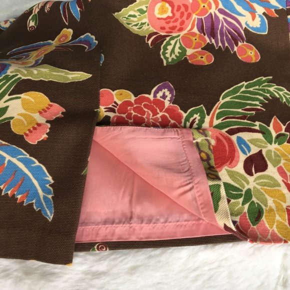 Talbots Sz 6P floral on warm brown dress. Petite - Picture 6 of 6